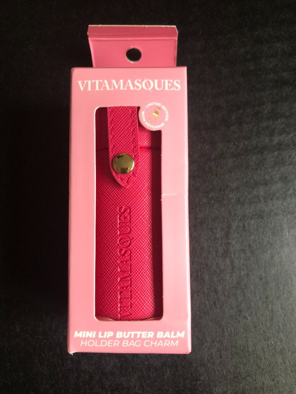 Vitamasques Mini Lip Balm Holder Bag Charm Hot Pink